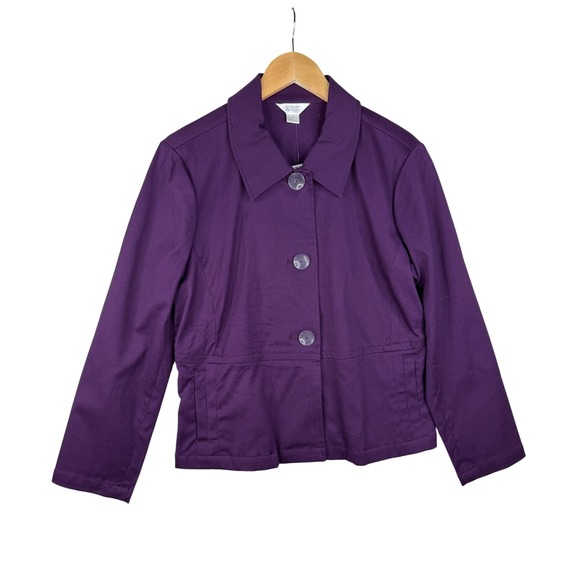 Christopher & Banks Tops - New Christopher & Banks Button‎ Down Jacket size Petite Large Purple